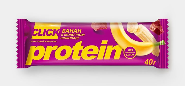 Батончик "Click" Protein Банан в молочном шоколаде 40г. /15/