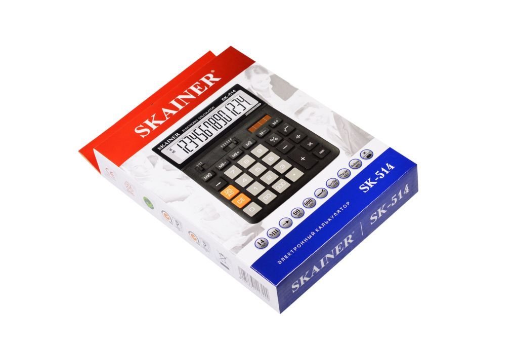 Калькулятор 14разр. "SKAINER" 146x197x27/53мм черный /1/