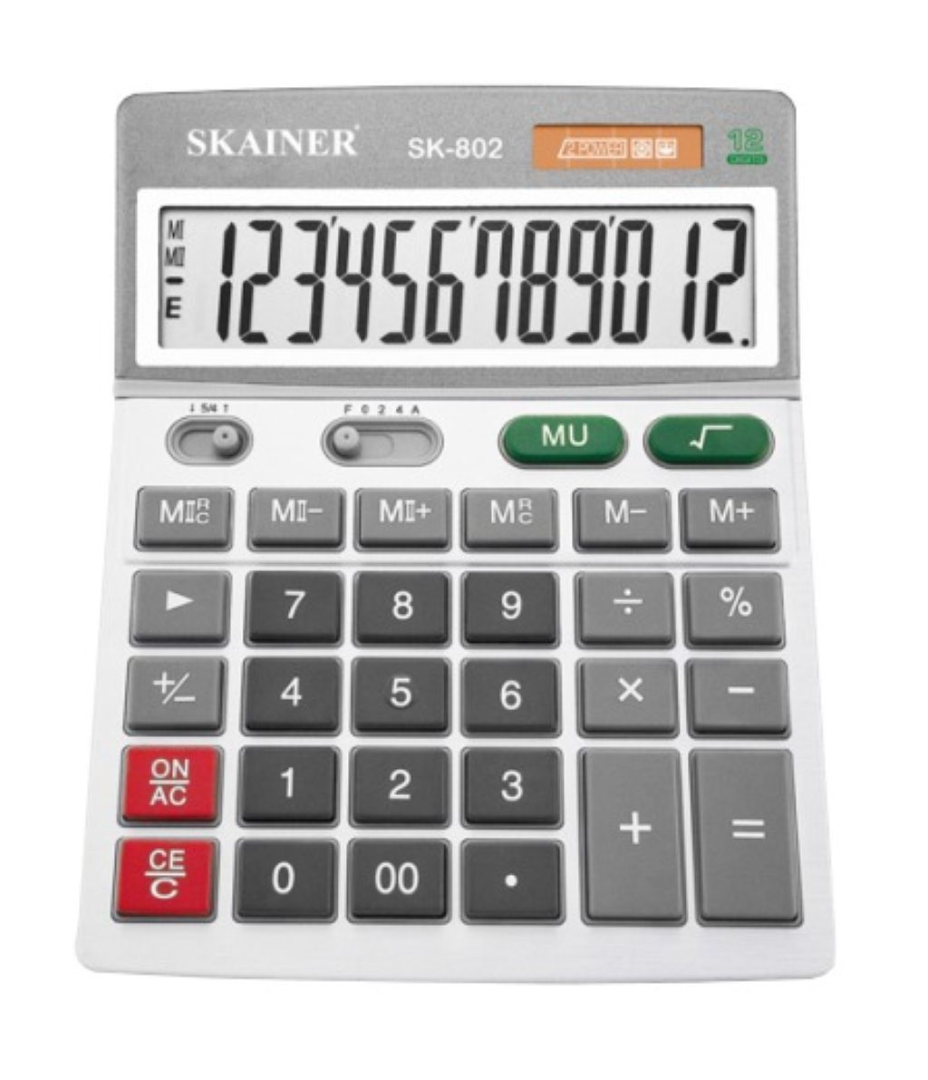 Калькулятор 12разр. "SKAINER" 146x176x45мм серый /1/