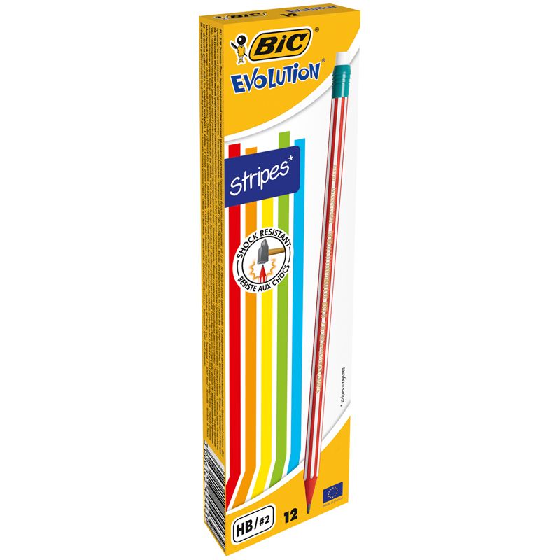 Карандаш чернографитный с ластиком Bic "Evolution Lines" /12/72