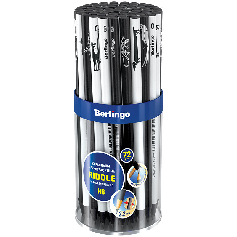 Карандаш чернографитный Berlingo "Riddle" HB, черное дерево /72/