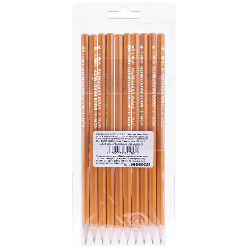 Карандаши чернографитные в наборе 10шт. "Koh-i-noor" 2Н-2В /12/