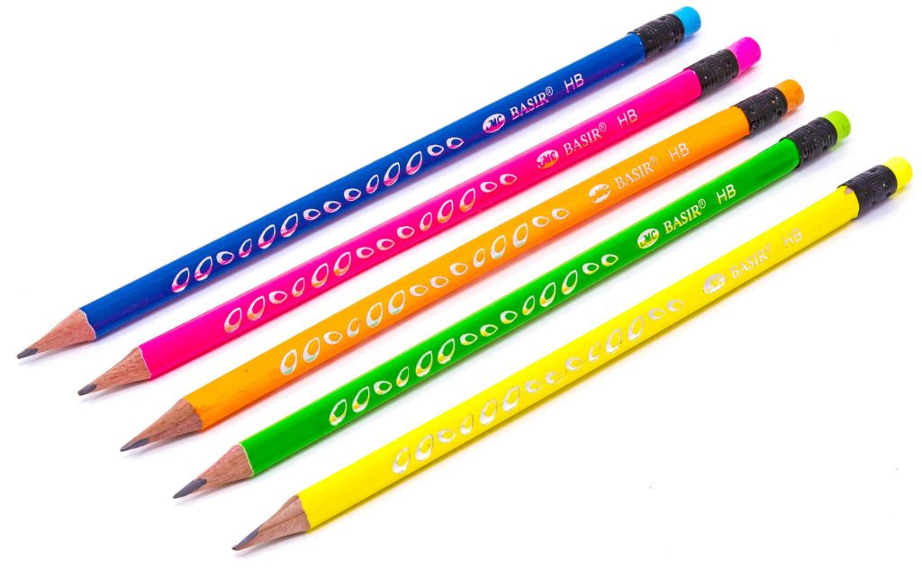 Карандаш чернографитный с ластиком "Basir" трехгранный в ассортименте /1/240/