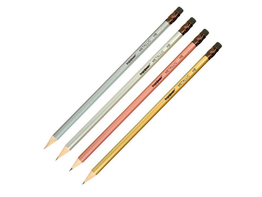 Карандаш чернографитный с ластиком "inФОРМАТ" "Metallic" НВ заточенный /144/