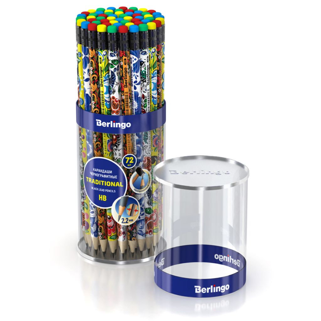 Карандаш чернографитный с ластиком "Berlingo" "Traditional" НВ /72/