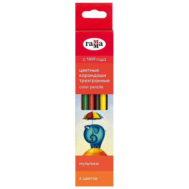 Карандаши 6цв. Гамма "Мультики", трехгр., карт.коробка /24/