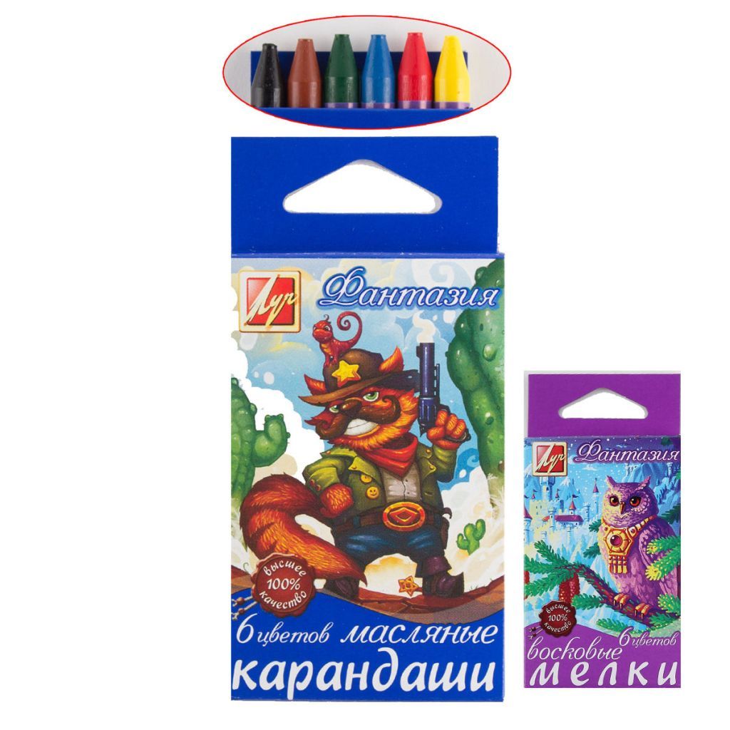 Карандаши  6цв. "Фантазия" восковые /48/