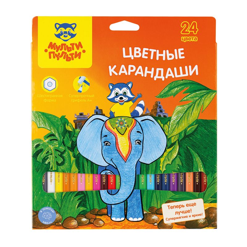 Карандаши 24цв. "Енот в Индии"   /6/