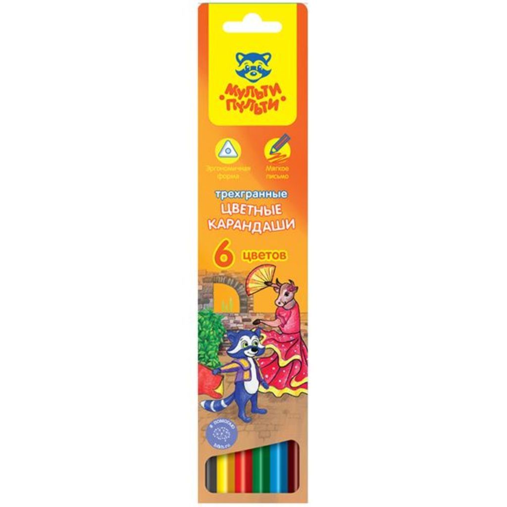 Карандаши  6цв. Мульти-Пульти "Енот в Испании" трехгранная /24/