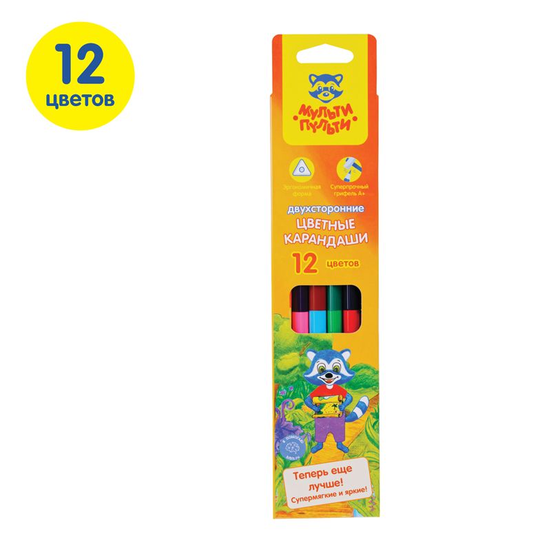 Карандаши 12цв. Мульти-Пульти "Енот в тропиках" двусторонние /24/