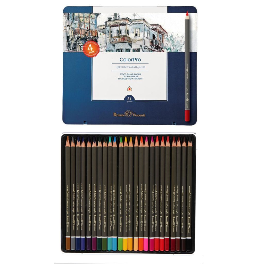 Карандаши 24цв. "ColorPro" в мет.коробке /6/