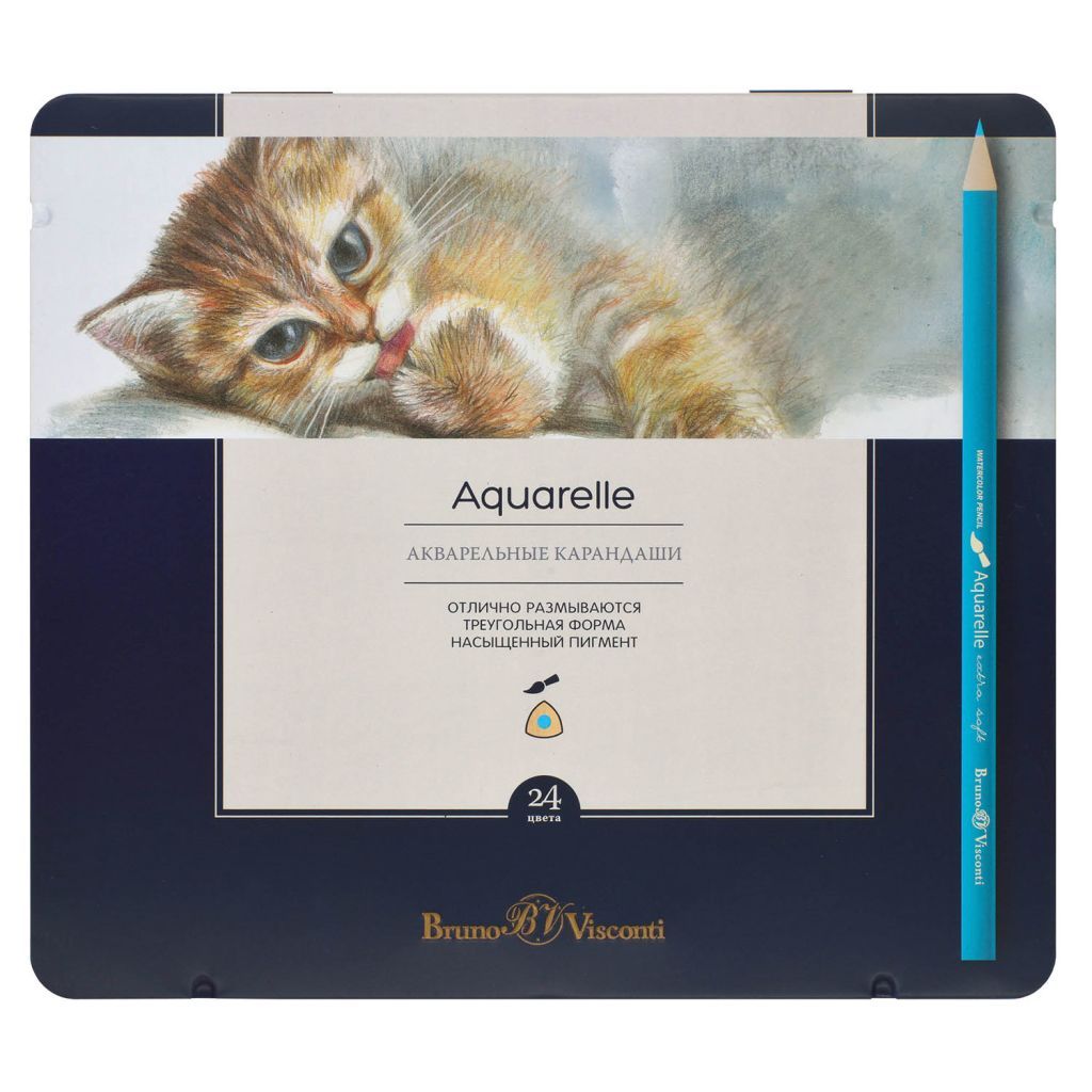 Карандаши 24цв. "Aquarelle" акварельные в металлической коробке /6/