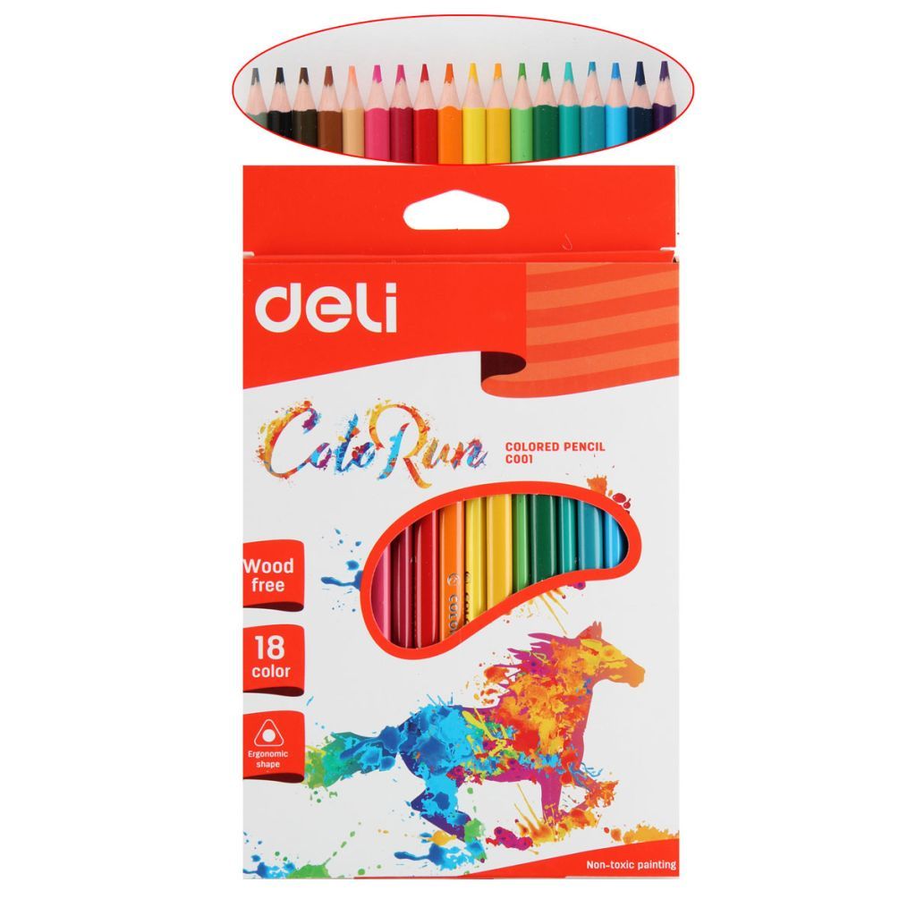 Карандаши 18цв. "Deli ColoRun" пластик /24/