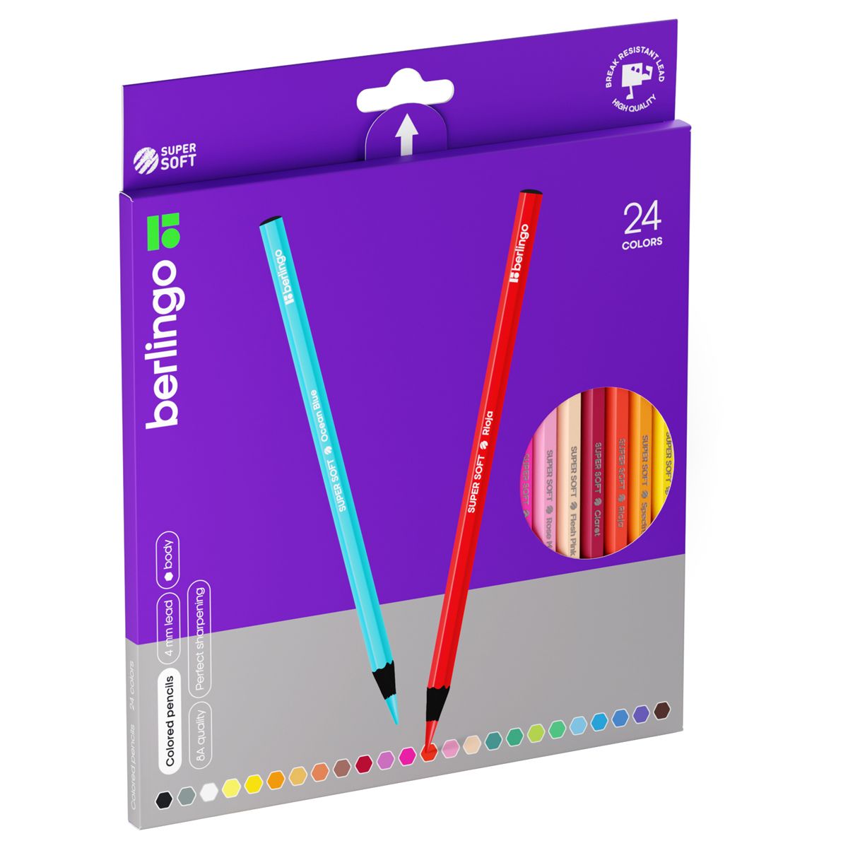 Карандаши 24цв. Berlingo "SuperSoft. Blackwood" /6/