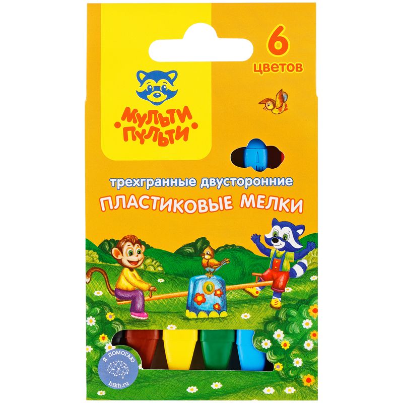 Мелки  6цв. "Приключения Енота" пластиковые /24/