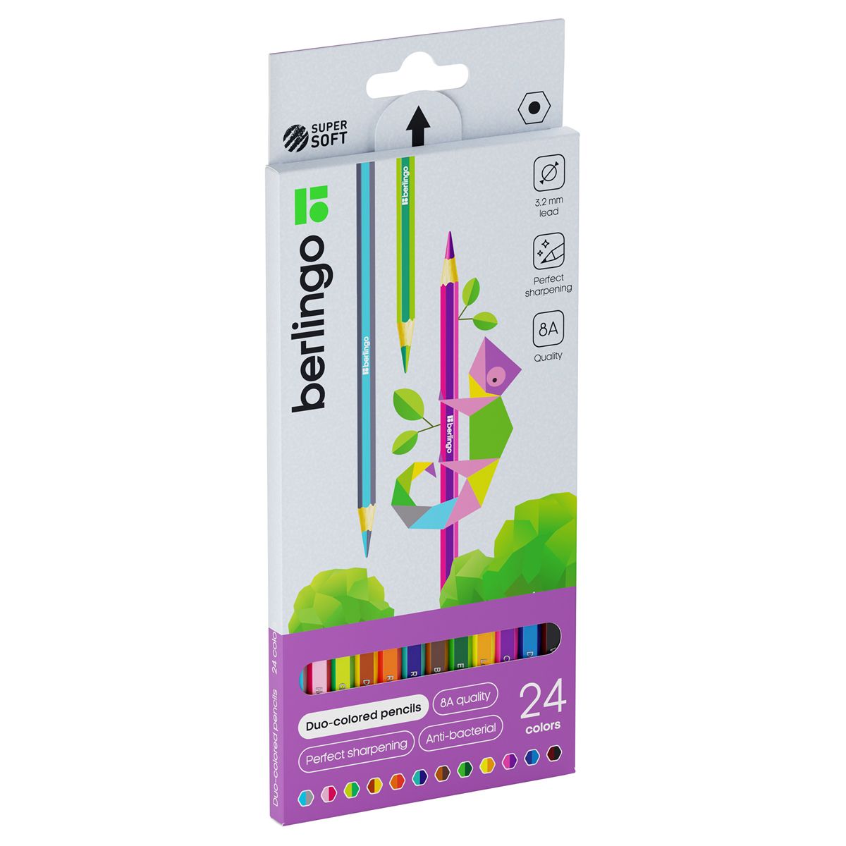 Карандаши 24цв. "SuperSoft. 2 in 1" с двухцветным грифелем  /12/