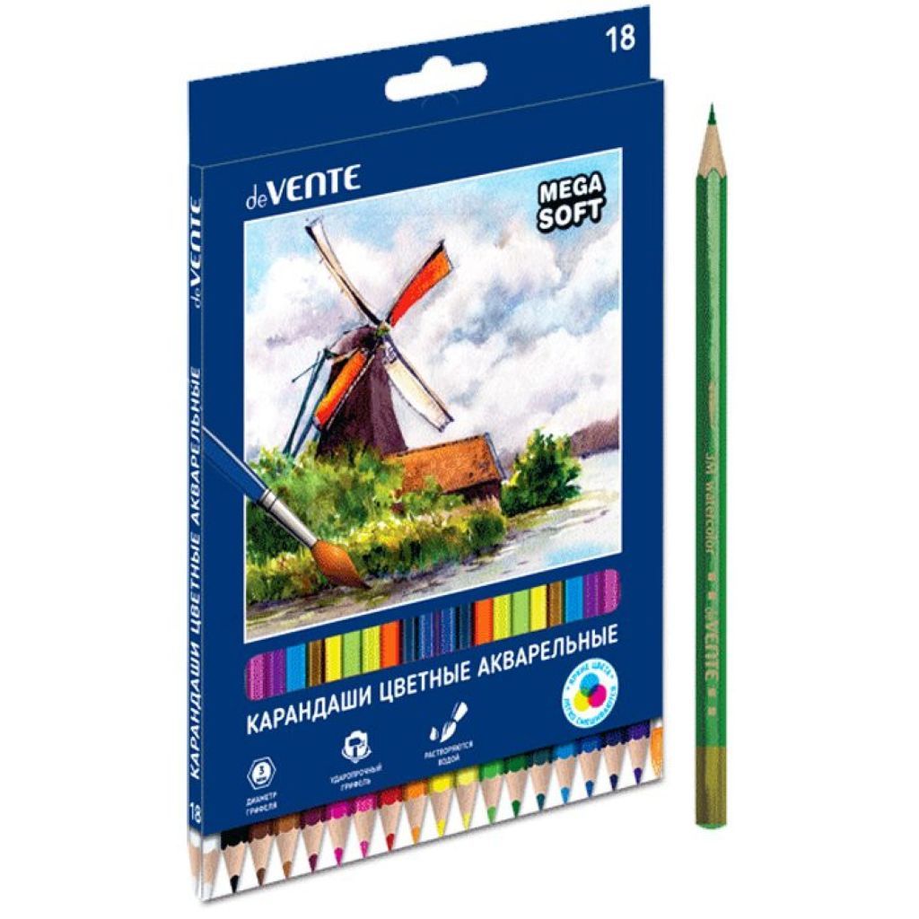 Карандаши 18цв. "deVENTE. Trio Mega Soft" акварельные /8/