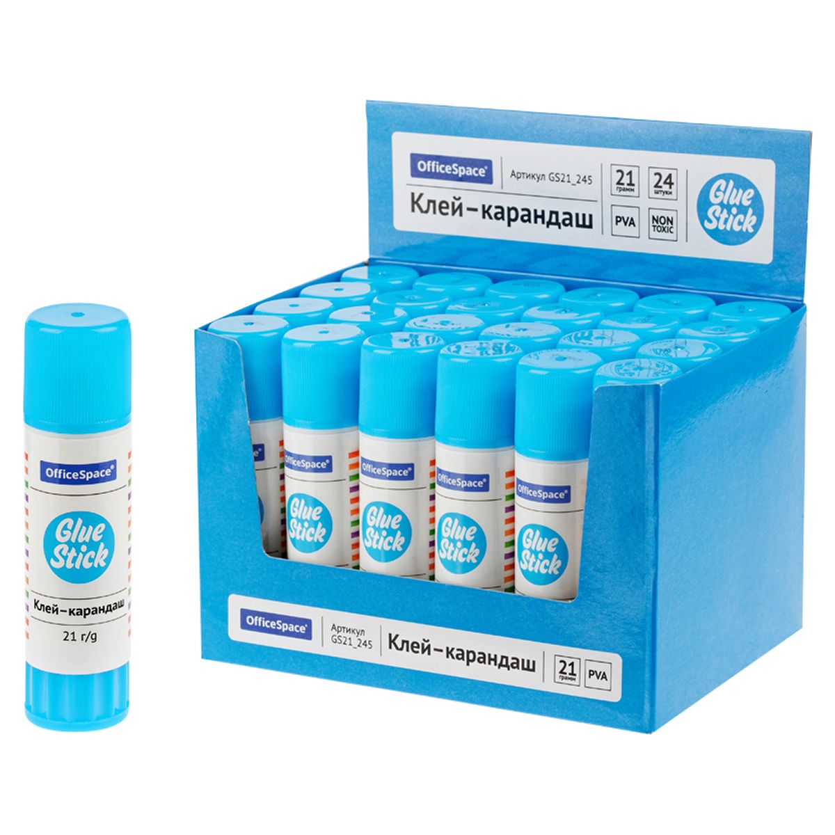 Клей-карандаш 21г "OfficeSpace" /24/
