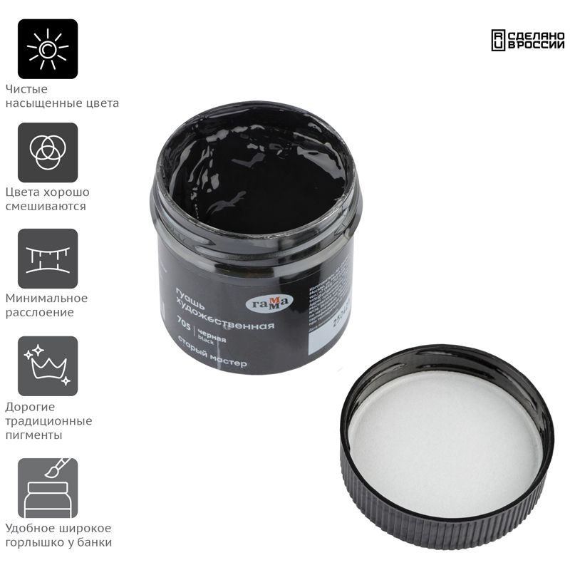 Гуашь  1цв. "Старый мастер" 110мл. черная /8/