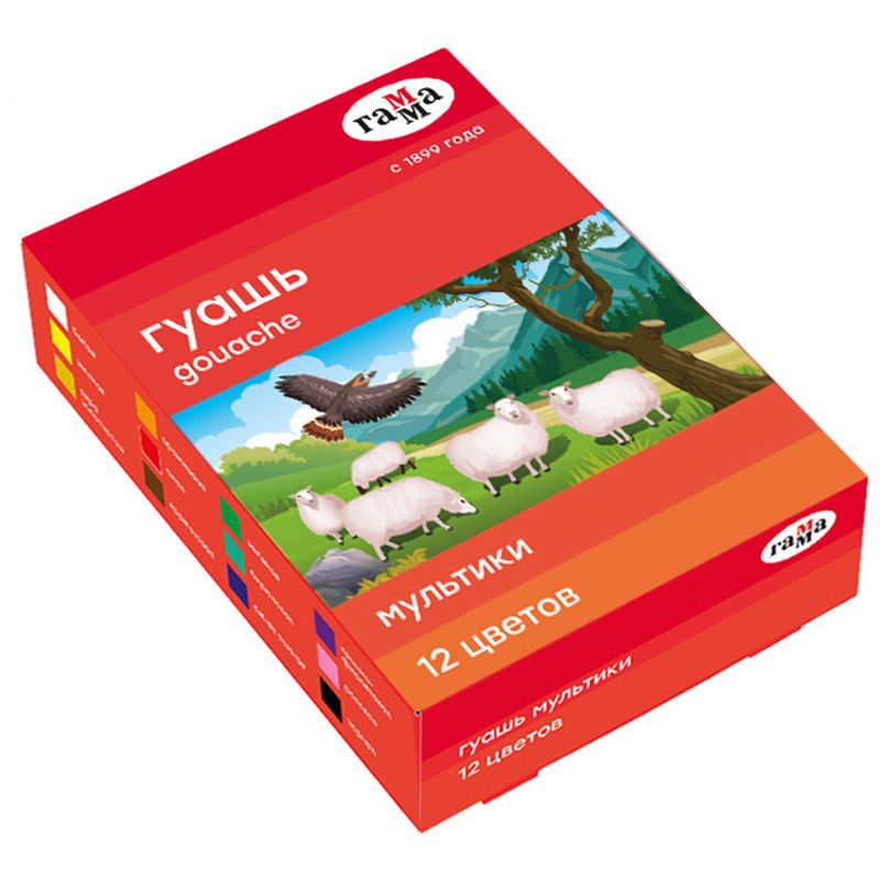 Гуашь 12цв. "Мультики" 20мл, картон. упаковка /8/