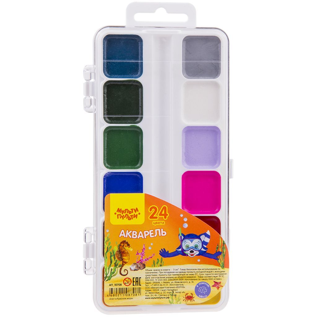 Краски акварельные 12цв. "Енот в Красном море" /12/