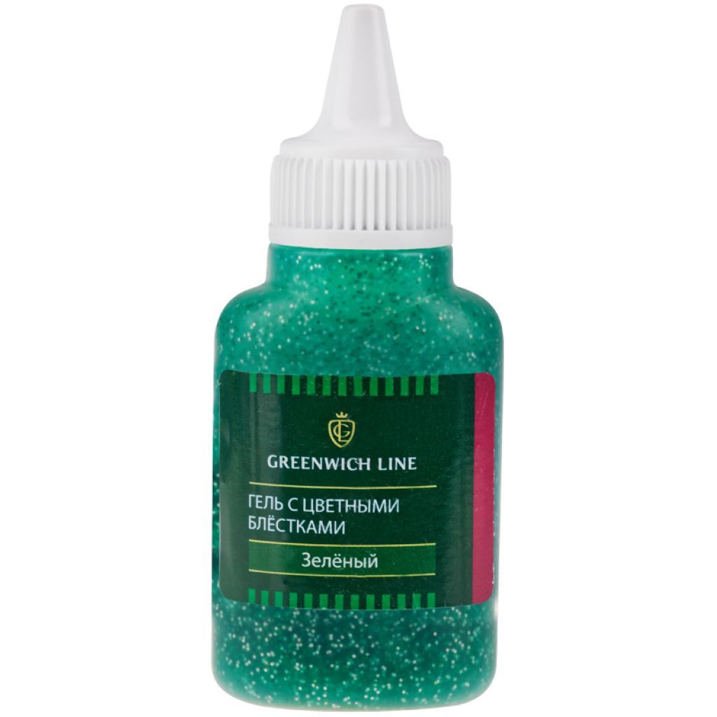 Гель с цветными блестками "Greenwich Line" 40мл зеленый /1/