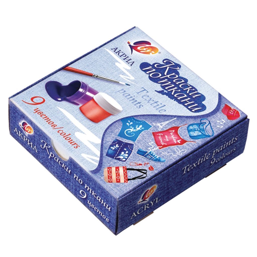 Краски по ткани  9цв. 15мл "Луч" акриловые /18/