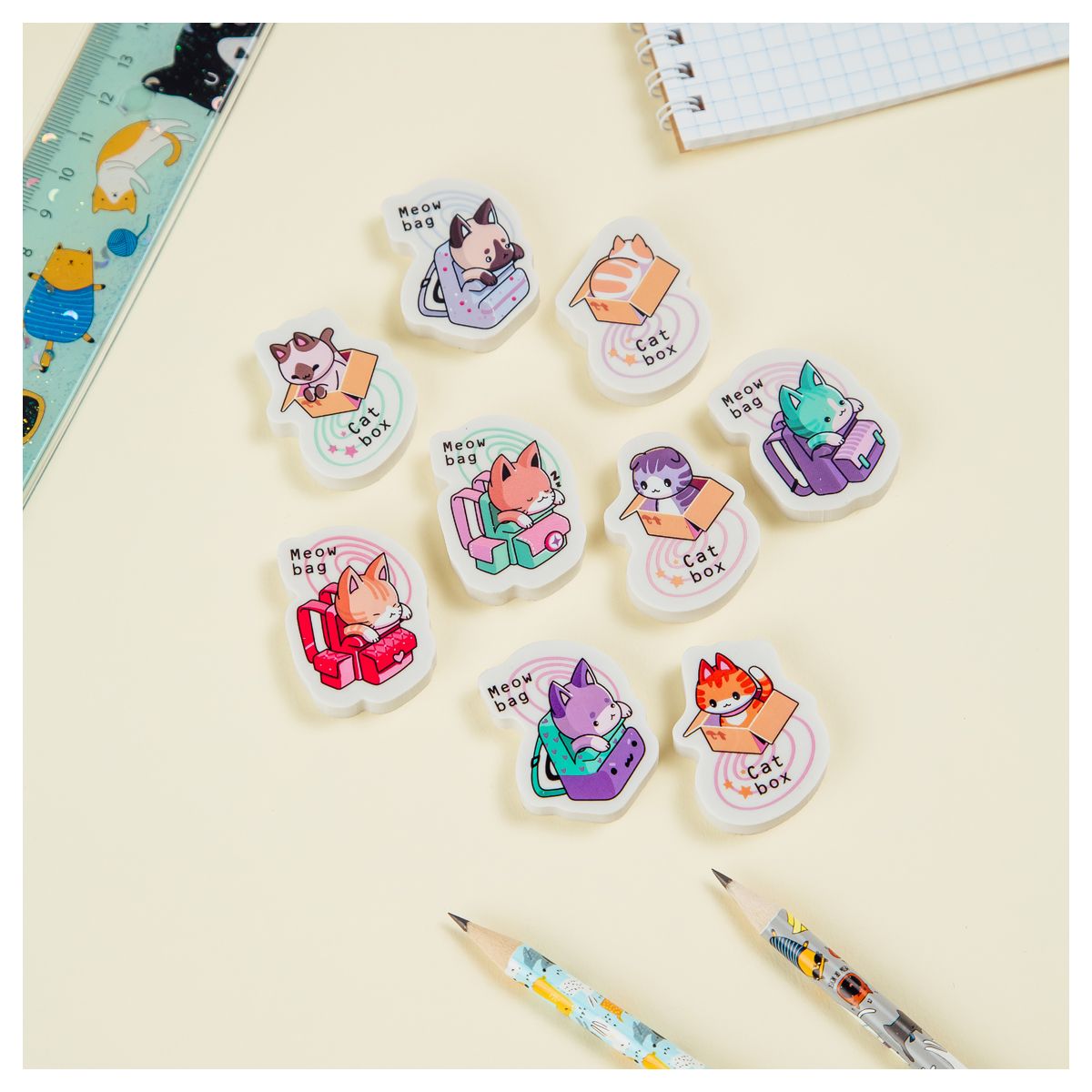 Ластик MESHU "Meow-bag", фигурный, термопластичная резина, 40*30*13мм /27/