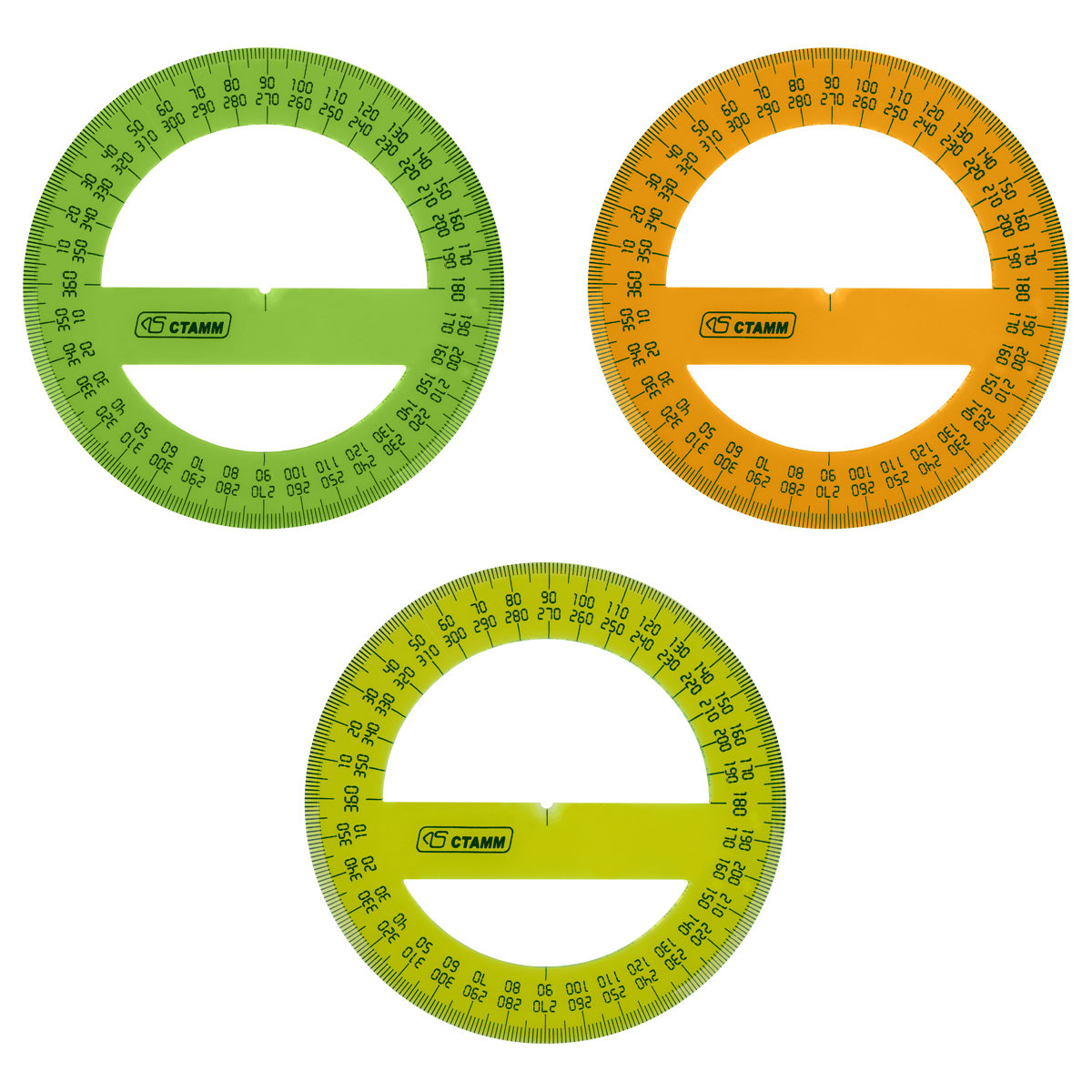 Транспортир 10см 360° "NEON CRISTAL" 4 цвета /20/420/