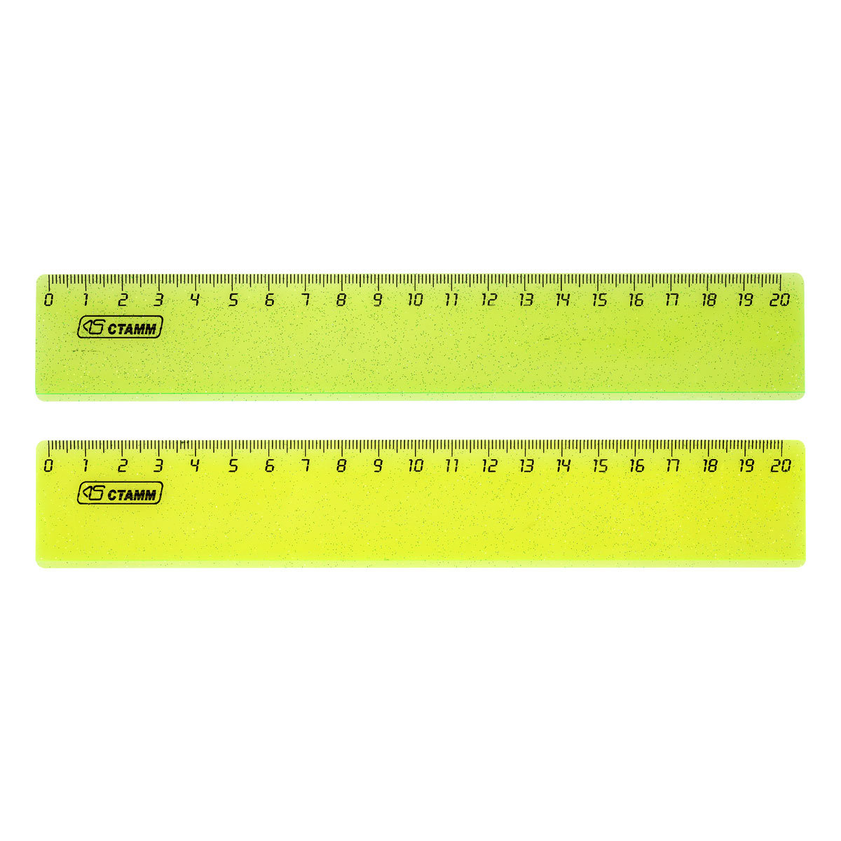 Линейка  20см Стамм "Neon Crystal" широкая, пластиковая, с блестками, ассорти /20/