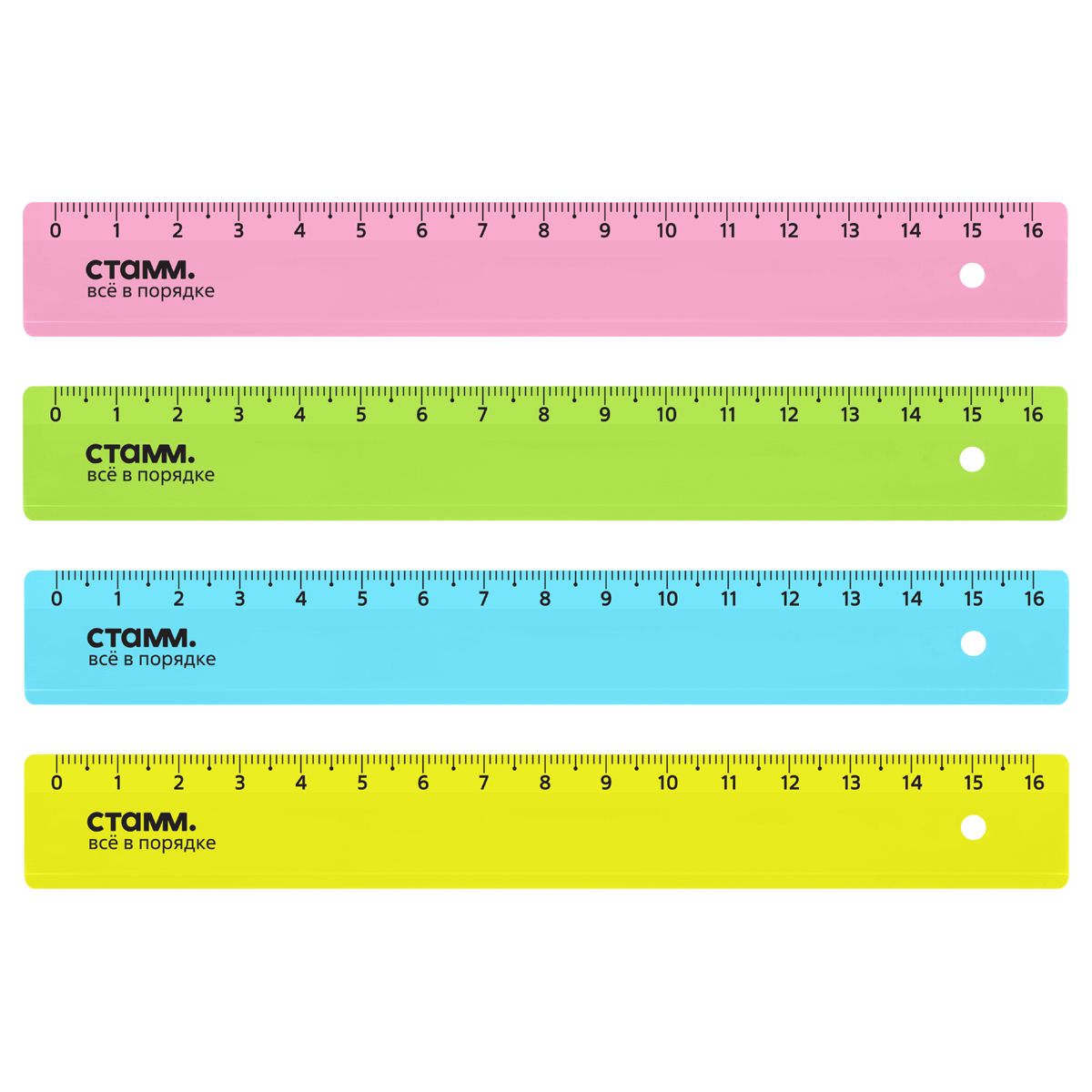 Линейка  16см "СТАММ NEON CRISTAL" 4 цвета /20/880/