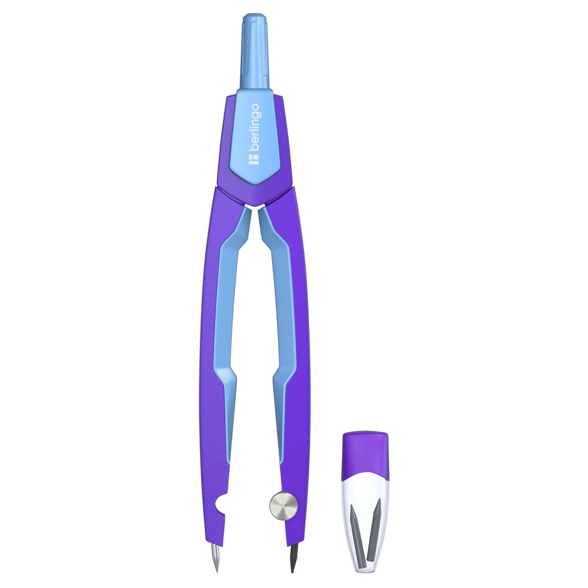 Готовальня 2предмета Berlingo "Envy", циркуль 135мм, голубой, пластиковый футляр /12/