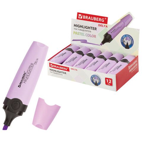 Маркер-текстовыделитель "BRAUBERG "DELTA PASTEL" лавандовый /12/