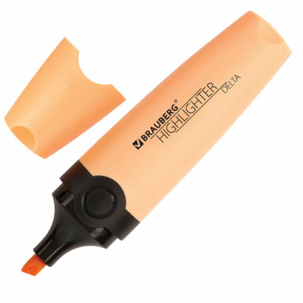 Маркер-текстовыделитель "BRAUBERG "DELTA PASTEL" персиковый /12/