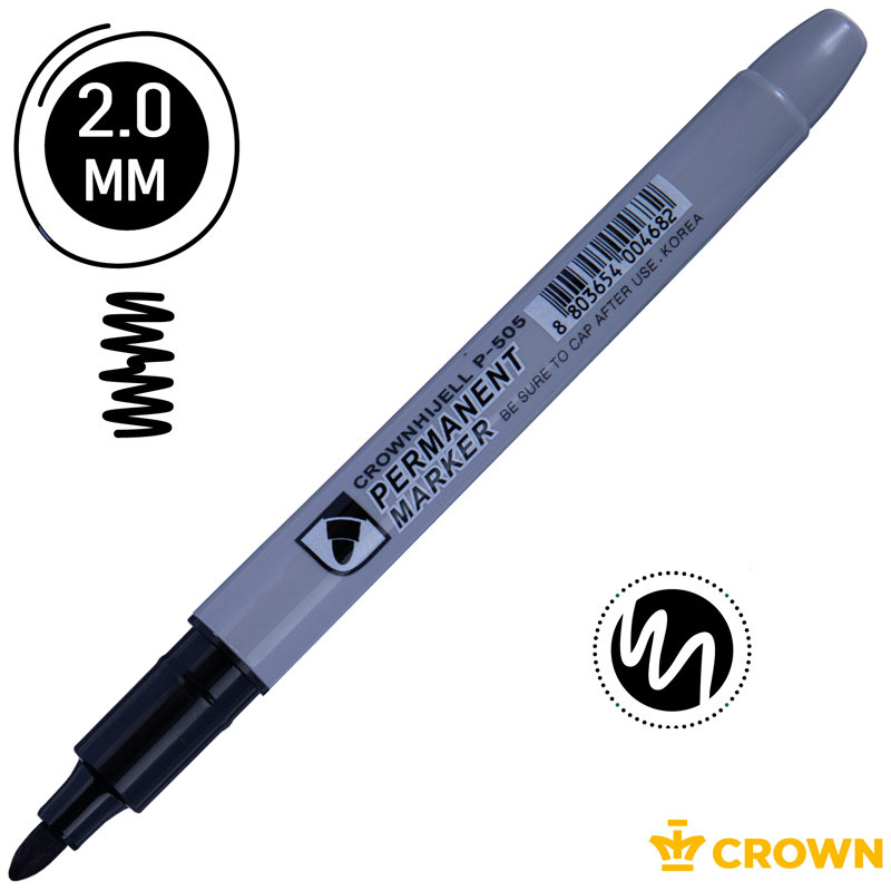 Маркер перманентный 2мм "Crown" Multi Marker Slim черный /12/