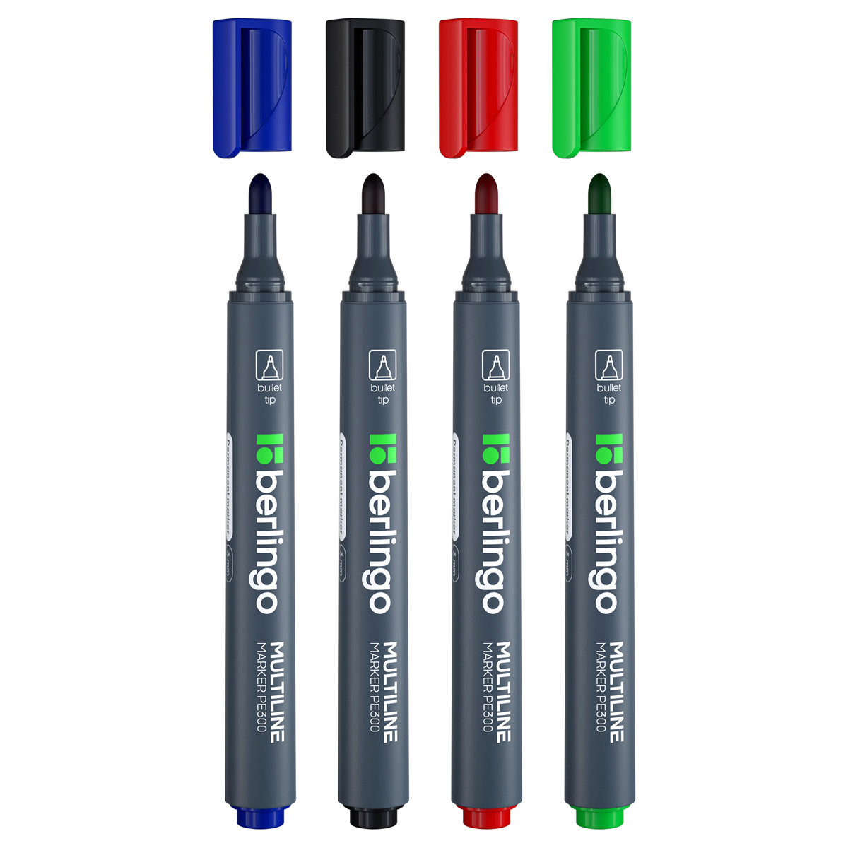 Маркеры перманентные 3мм "Berlingo "MultiLine PE300" набор 4цв. /12/