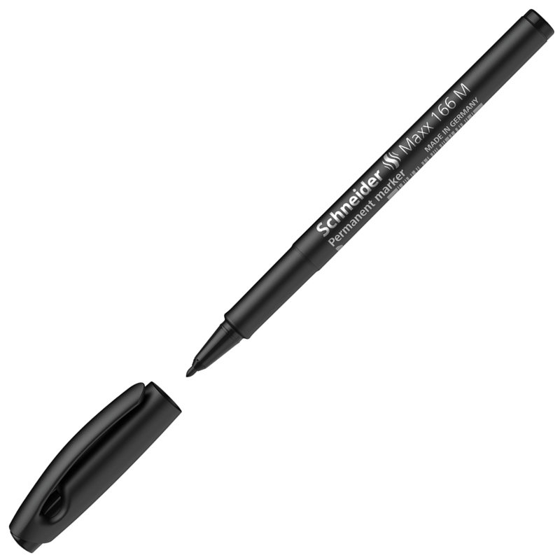 Маркер перманентный 1мм Schneider "Maxx 166" черный, пулевидный /10/