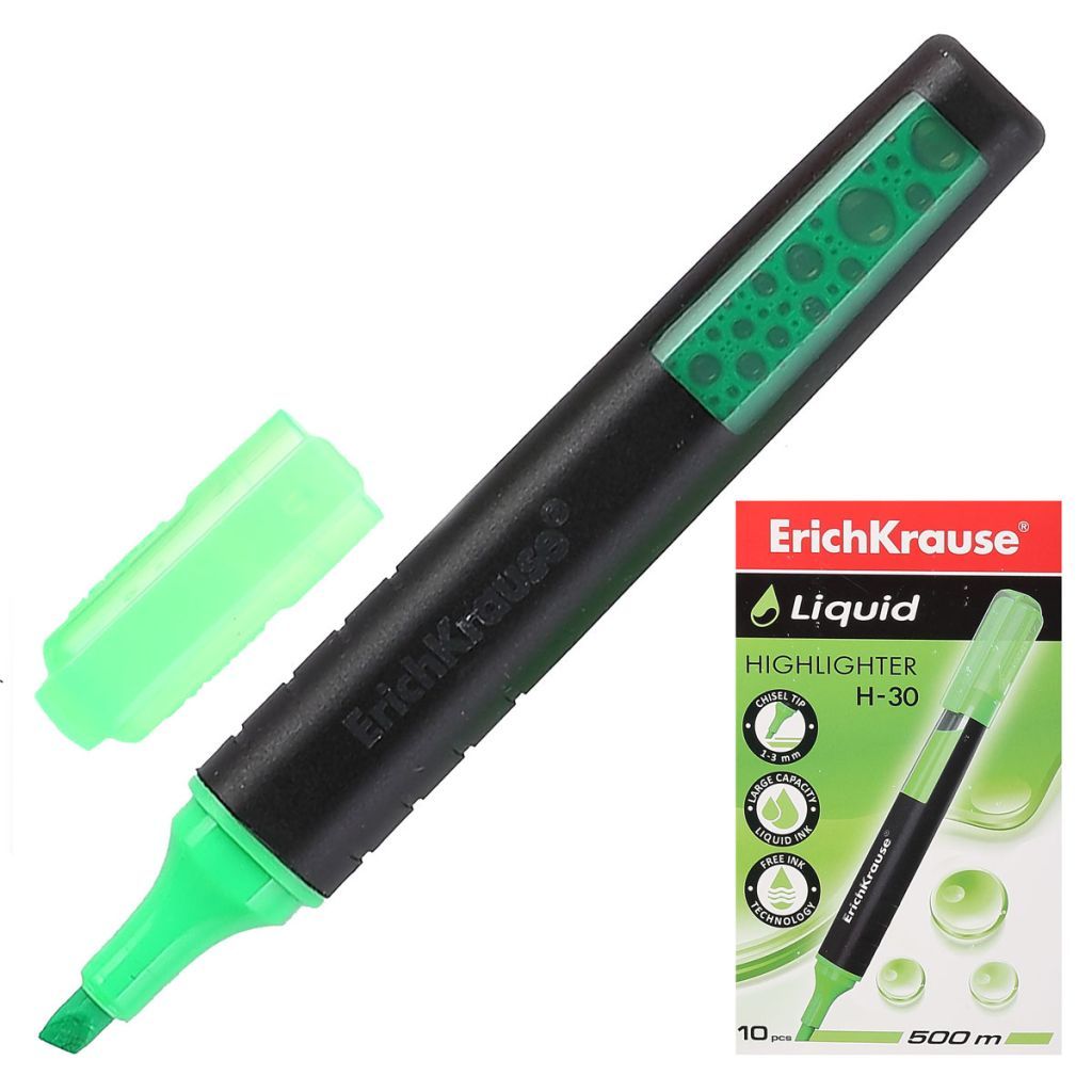 Маркер-текстовыделитель "Erich Krause Liquid H-30" 1-3мм. зеленый /10/