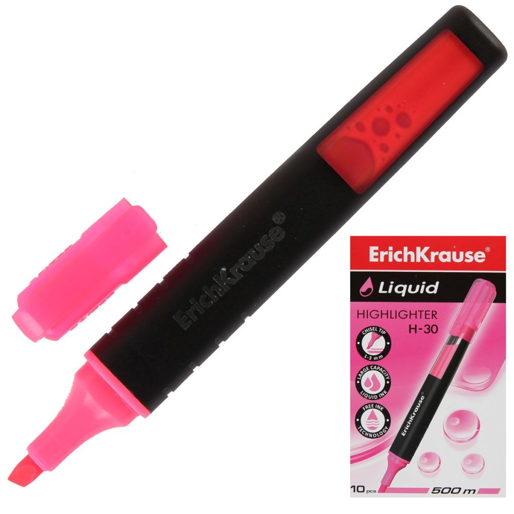 Маркер-текстовыделитель "Erich Krause Liquid H-30" 1-3мм. розовый /10/