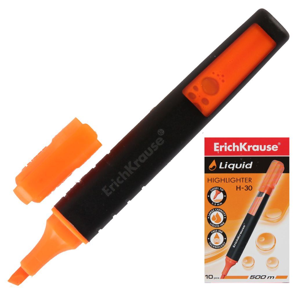 Маркер-текстовыделитель "Erich Krause Liquid H-30" 1-3мм. оранжевый /10/