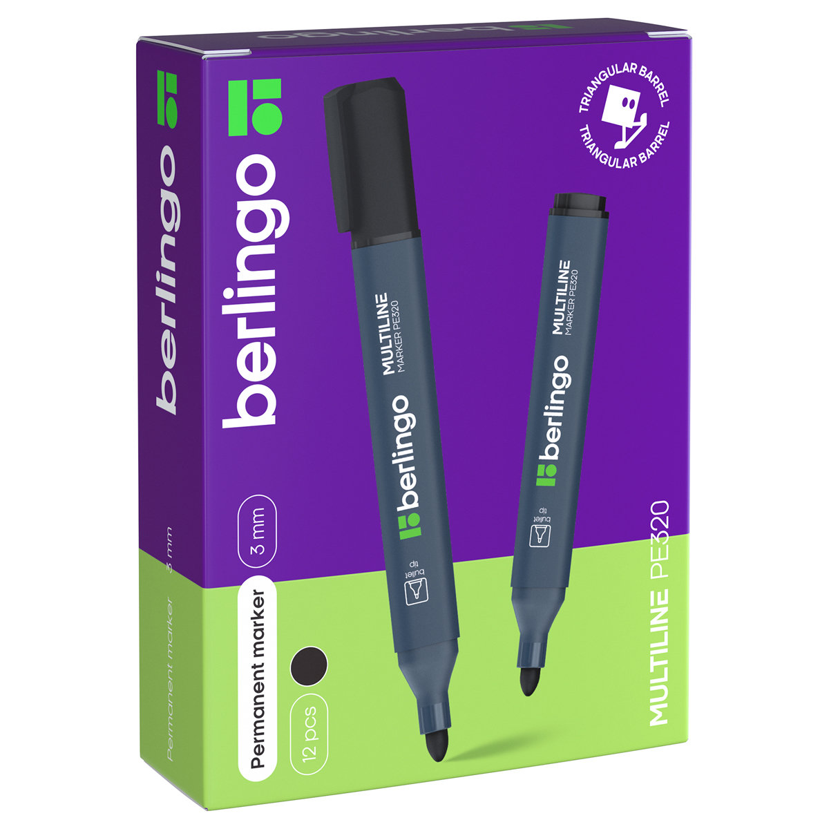 Маркер перманентный 3мм "Berlingo" "Multiline PE300" черный, пулевидный /12/
