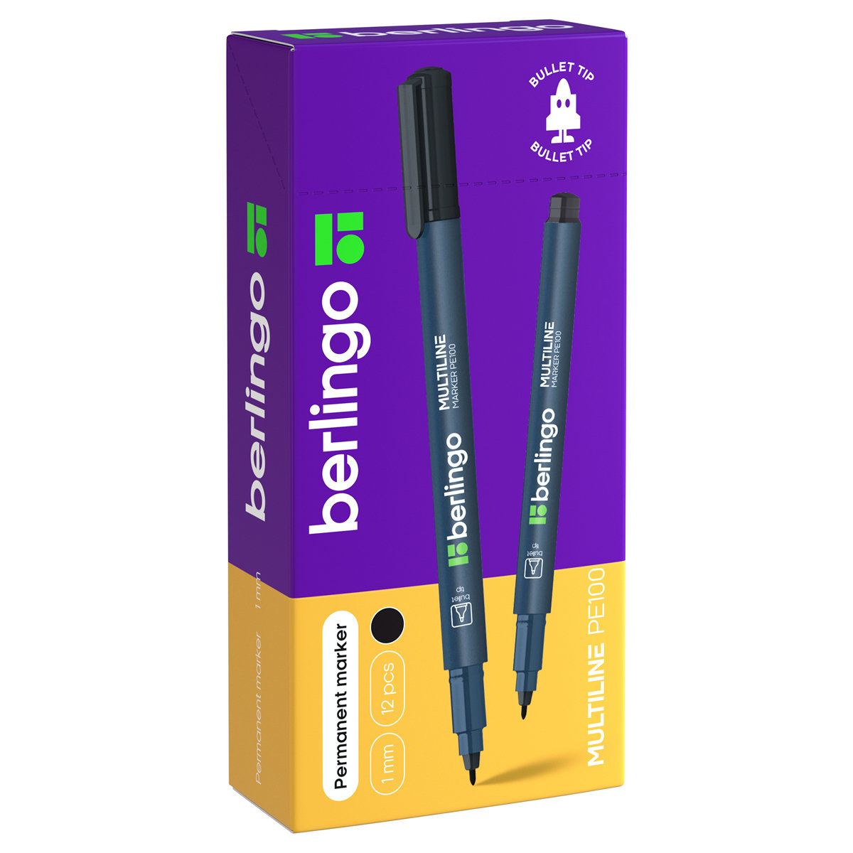 Маркер перманентный 1мм "Berlingo " черный /12/