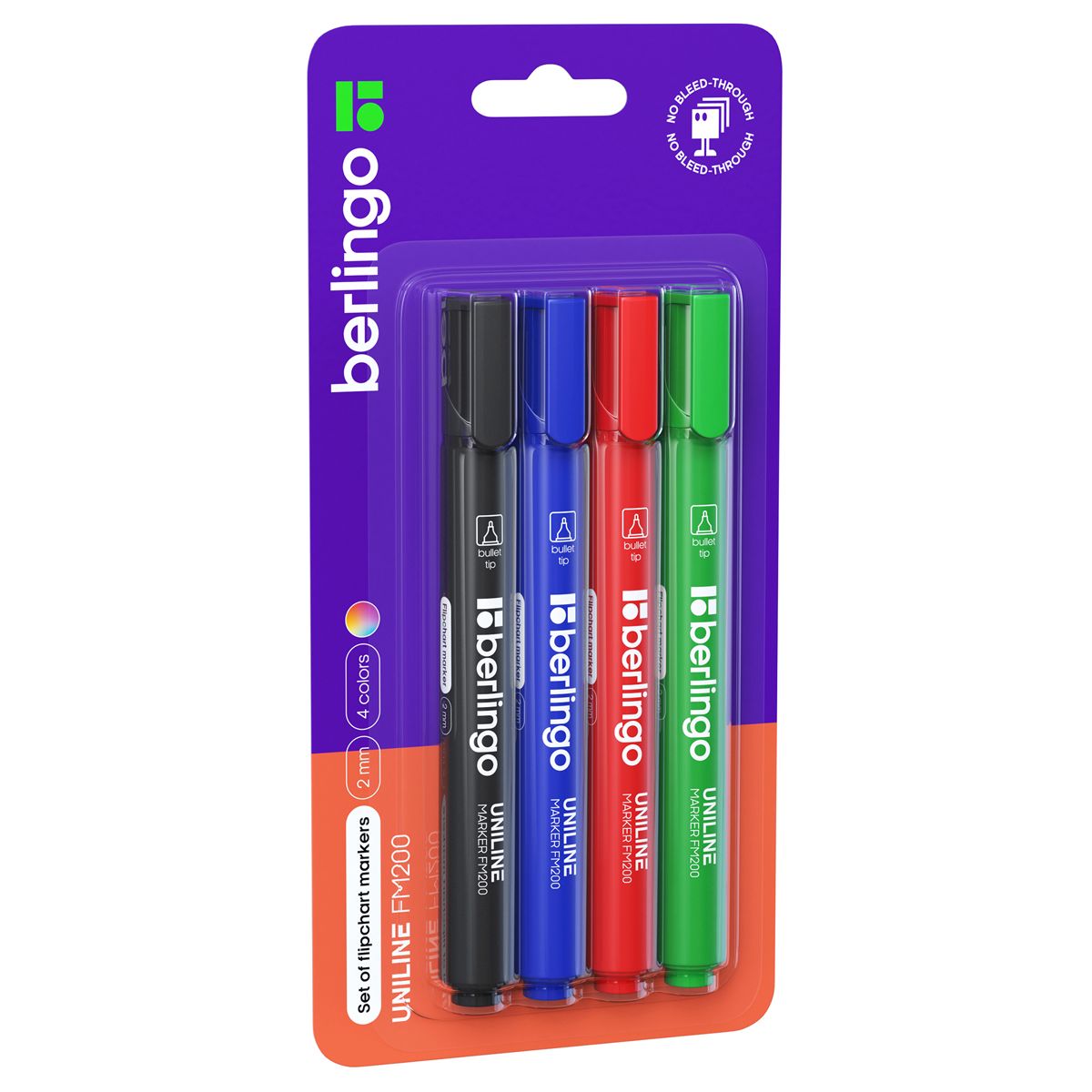 Маркер для флипчарта 2 мм. "Berlingo" 4цвета набор /12/