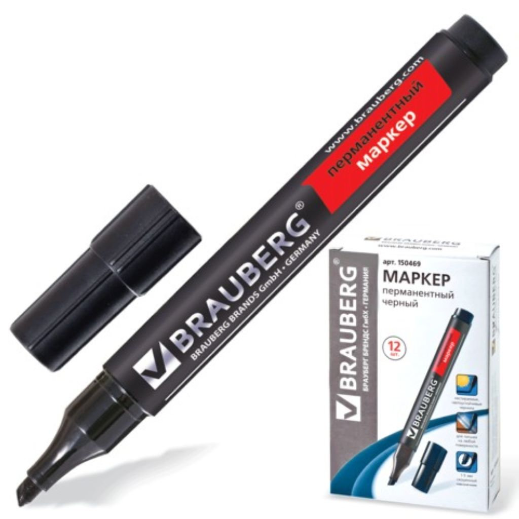 Маркер перманентный 1-5мм "BRAUBERG" черный  /12/