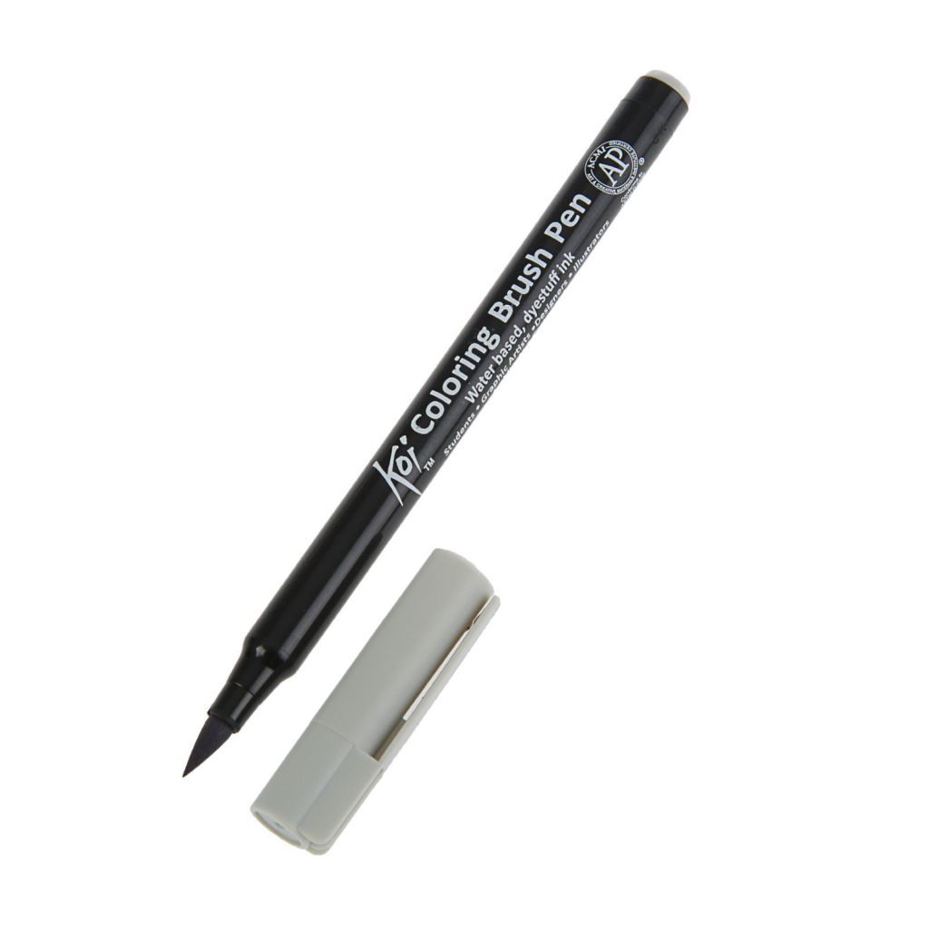 Маркер-акварельный "Koi" кисточка №145 серый теплый светлый /12/