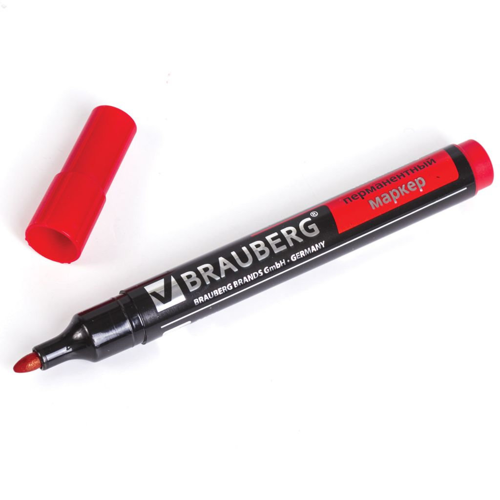 Маркер перманентный 3мм "BRAUBERG Contract" красный /12/