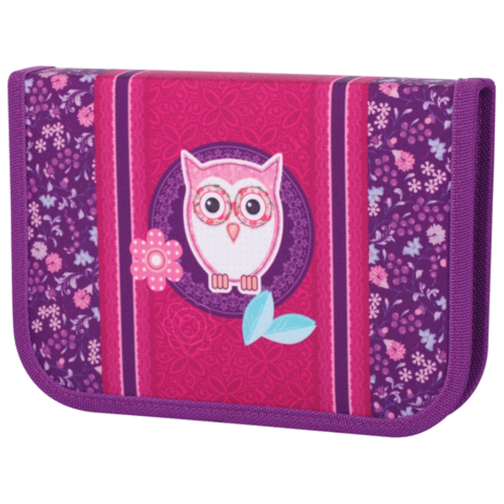 Пенал 1 отд. 16пр. TIGER FAMILY "Сова с цветами /1/