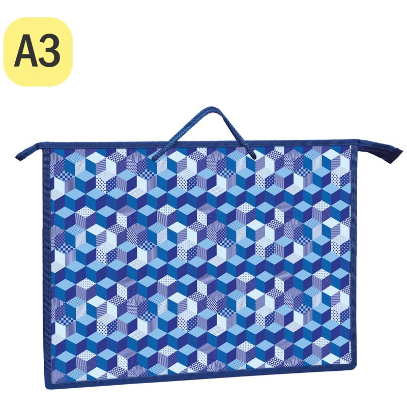 Папка для чертежей и рисунков А3 "ArtSpace" "Синий паттерн", пластик, на молнии /18/