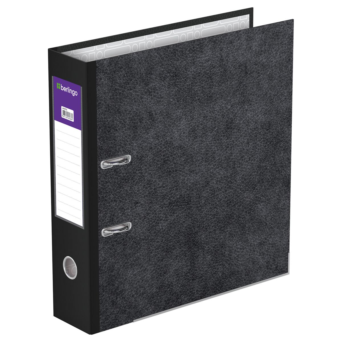 Папка-регистратор 70мм "Berlingo" мрамор черный корешок /20/