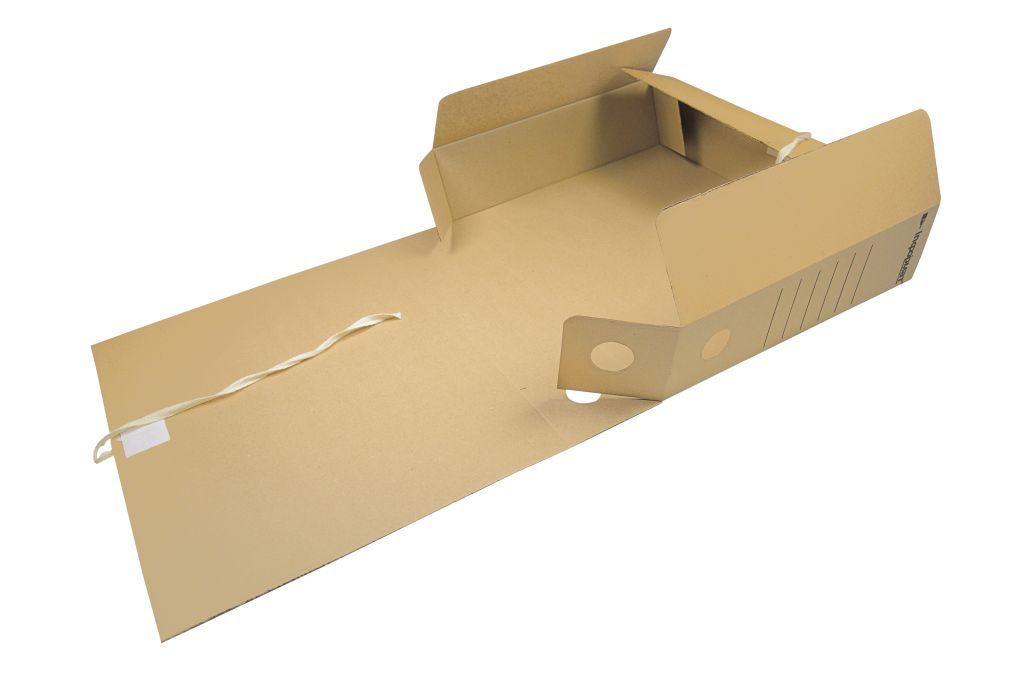 Короб архивный 320х260х75мм "inФОРМАТ" с завязками серый микрогофрокартон /50/